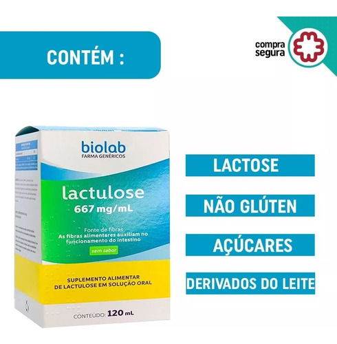 Kit 3 Suplemento Biolab Lactulose Fibras 667mg/ml 120ml Sem Sabor