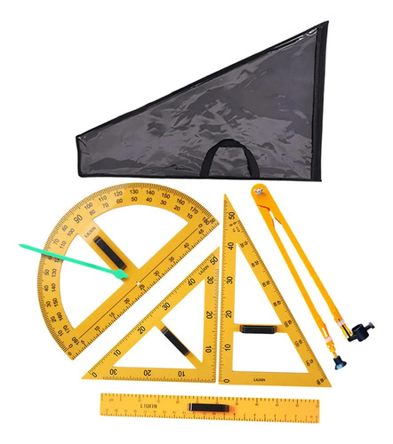 Juego De Reglas Geométricas Matemáticas Con Bolsa, 5 Piezas