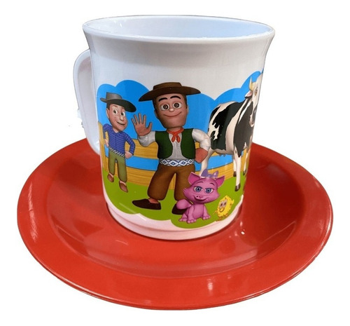Set Taza Con Plato - La Granja De Zenon Color Azul/ Rojo