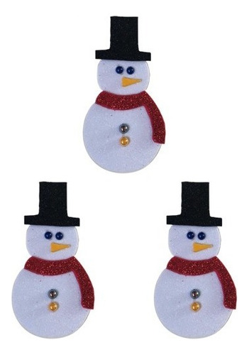 Kit Mini Aplique Temático Natal Eva Modelos Decoração Cor Boneco De Neve G 3 Unidades