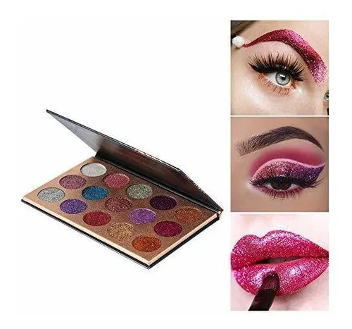 Paleta De Sombra De Ojos Con Purpurina De 15 Colores Y Brill