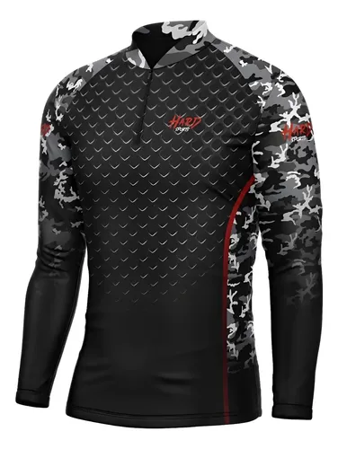 Camisa De Pesca Black Uv 50+ Dry Fit Proteção Solar Full