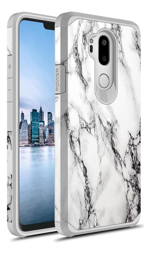Rosebono Para Lg G7 Thinq Funda, Delgada Híbrida De Doble A Mármol Blanco.