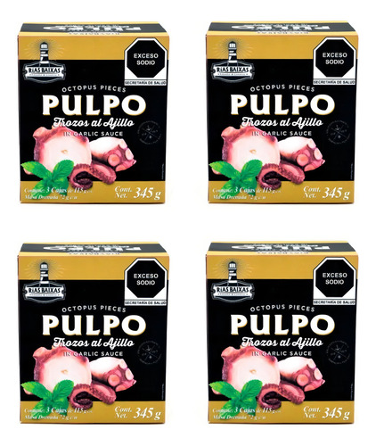 Pulpo Al Ajillo Rías Baixas En Trozos 3 Latas - 4 Pzas