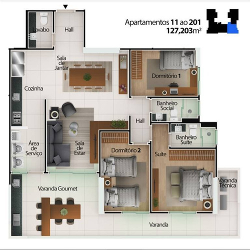 Imagem 9 de 17 de Apartamento, 3 Dorms Com 127.2 M² - Centro - Mongagua - Ref.: Fzn97 - Fzn97