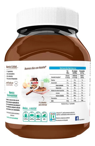 Nutella Crema De Avellanas Con Cacao 950 Gramos