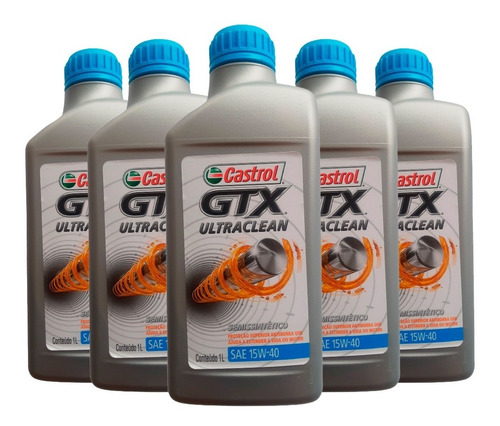 Kit Com 5 Óleo De Motor 15w40  Castrol Gtx Ultraclean