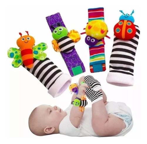 Set Calcetines Y Pulseras Estimulante Sonajero Bebe,4 Pcs