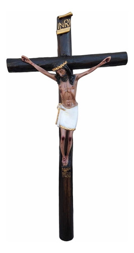 Crucifijo De Pared Con Cristo En Cruz De Madera 110 Cm