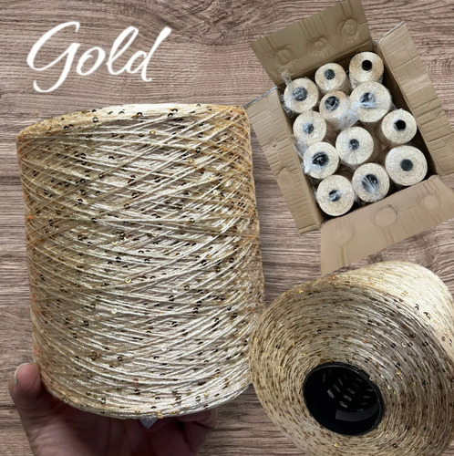 Hilo Con Lentejuelas Sherazade Cono Por 1kg Crudo Gold