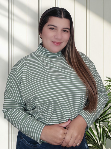 Buzo De Darlon Rayado Cuello Alto Abrigado Mujer