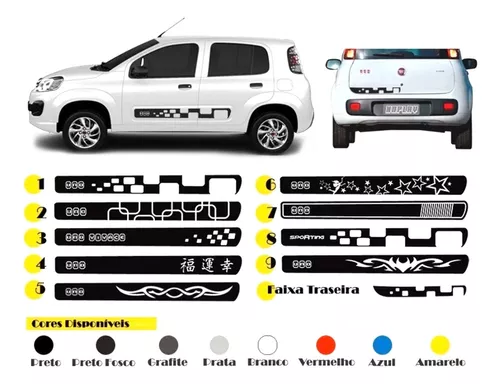 Adesivo Fiat Uno Sporting 2013 Faixa Lateral Carro Uns2013