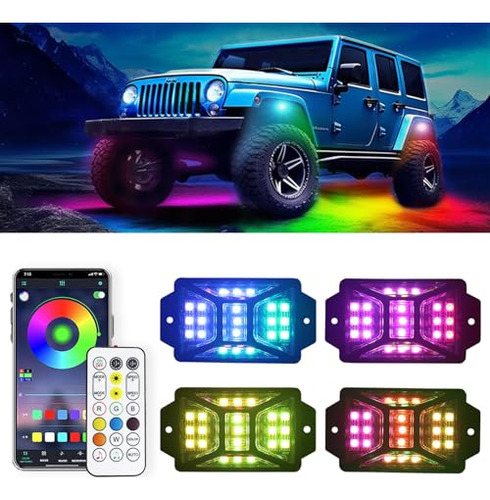 Auto Buero 4 Pods Chasing Led Rock Lights, Underglow App Con
