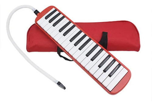 Melodica Escolar De 32 Teclas Estuche Y Accesorios Teclado Color Rojo