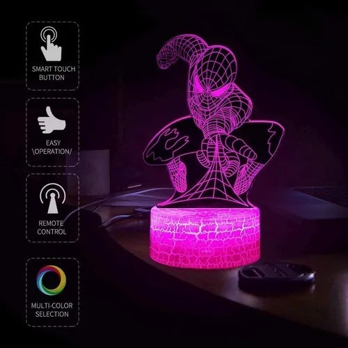 Luz Nocturna Led 3d Spiderman, Regalo Perfecto Para Niño