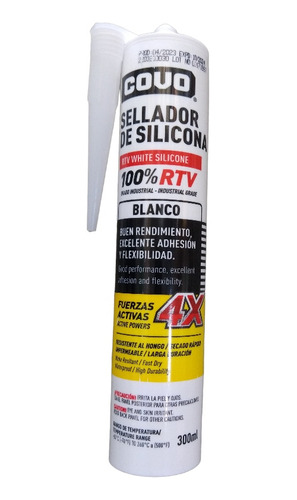 Silicón Sellador Blanco Cartucho 300ml Antihongo 