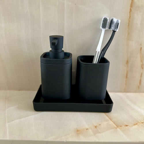 Conjunto Kit Para Banheiro Lavabo C/5pçs Square Lixeira 3l