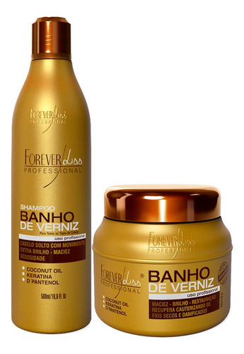  Forever Liss Kit Banho De Verniz - Shampoo 500ml + Masc 250g