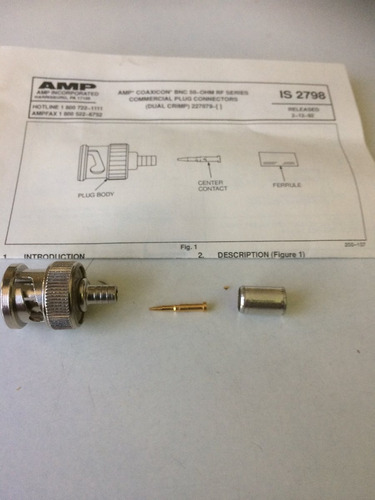Pack 10 Conect. Coax Bnc Plug, 50 Ohm/amp/part#227079-9-00