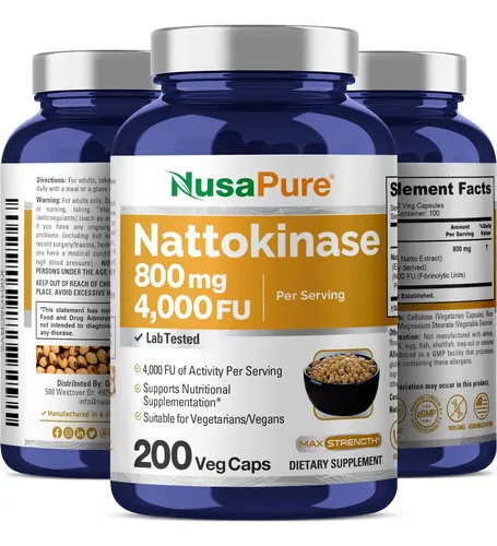 Nusapure Nattokinase 4000 Fu 800 Mg, 200 Cápsulas Vegetales