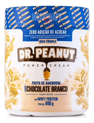 Dr. Peanut Pasta De Amendoim Do C Whey Isolado 600g Sabor Chocolate Branco