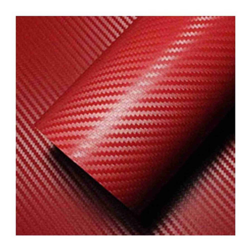Vinil Automotriz Fibra De Carbono Rojo 4d Textura 30cm X 3mt