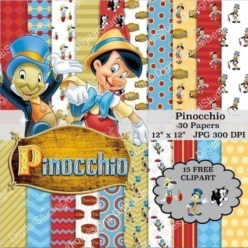 Kit Imprimible  Pinocho -  15  Imagenes 30 Fondos Ver Promo