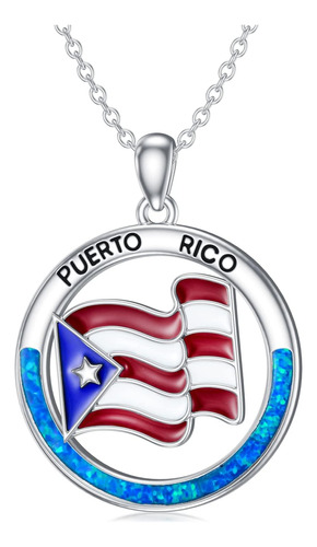 Simonly Collar De Puerto Rico Con Ópalo Azul De Plata De Ley