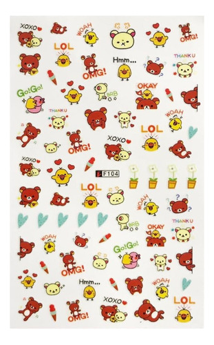 Stickers Uñas Manicure Gel Postizas Rilakkuma Kawaii Sanrio