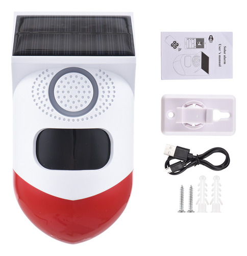 . Alarma Con Sensor De Movimiento Solar: Sirena De 120 Db,