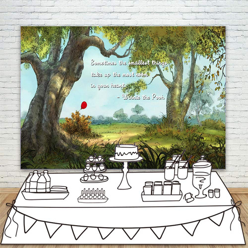 Telon De Fondo Vintage De Oso Para Baby Shower, Bosque, 7 X 