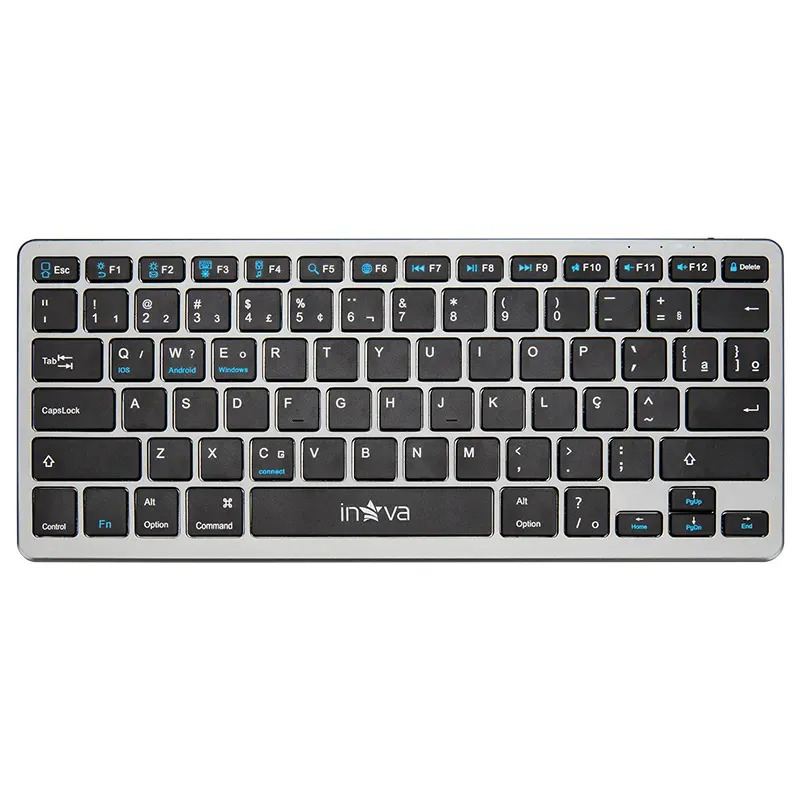 Teclado Sem Fio Bluetooth Abnt2 Inova Silencioso Recarregável Português Brasil