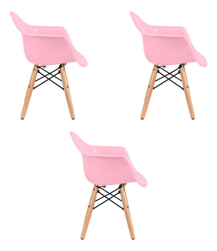 3 Sillas Eames Infantil Con Descansabrazos Modernas - Duduk Rosa