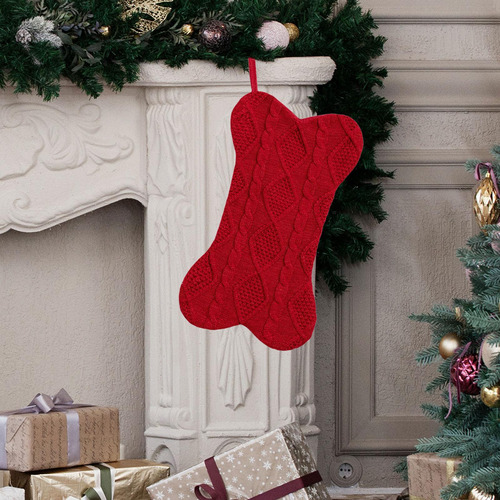 Medias Navideñas De Punto Para Perros, Adornos Rojo