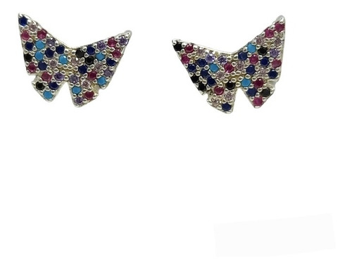 Aros Mariposa Circones De Colores En Plata Fina 925