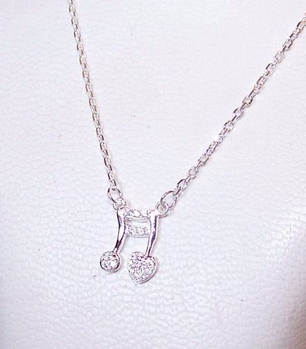 Imagen 3 de 5 de Conjunto Dije Nota Musical Plata 925 C/ Cubic Cadena B