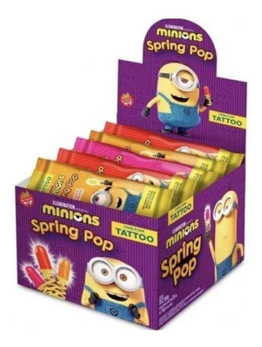 Pirulito mola minions Spring Pop caja por 25 unidades de 14g