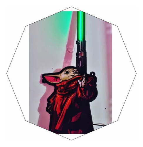 Cartel Neón Led Baby Yoda - Star Wars 24x60 Cm - Luminoso