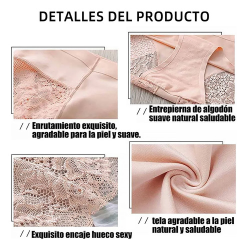 6 Calzones Bragas Cómodo De Seda Hielo De Encaje Para Mujer
