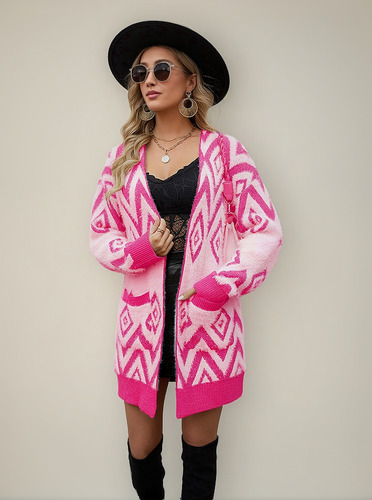 Chaqueta Tipo Cárdigan Retro Con Forma De Rombo Y Longitud M