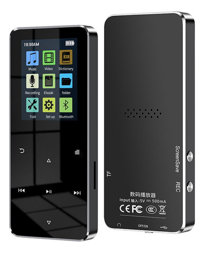 Mp3 Player 16g Bluetooth Leitor De Áudio J02 Fm Hifi Corrida Cor Preto
