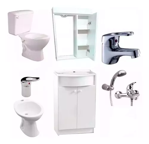 Juego Baño Completo Vanitory Sanitarios Accesorios Grifería