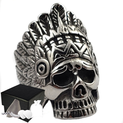 Combo Anillo Jefe Apache Calavera Acero Inoxidable