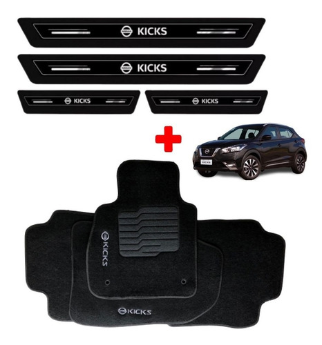 Imagem 1 de 9 de Kit Tapete Carpete Luxo + Soleira Porta Nissan Kicks 21 2022
