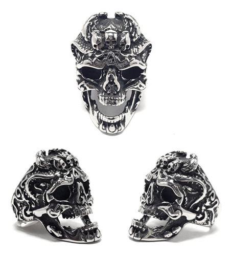 Anillo Calavera Craneo Tallado En Acero Quirurgico 316l