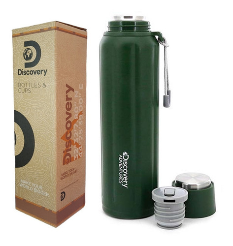 Termo Discovery Verde Acero Inoxidable - Doble Capa Frio Calor Mate Agua 750ml