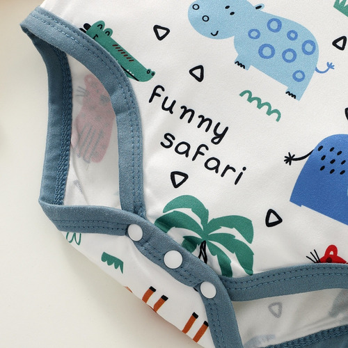 Conjunto De Mameluco Para Bebé Con Estampado De Animales Blanco 3-6 M