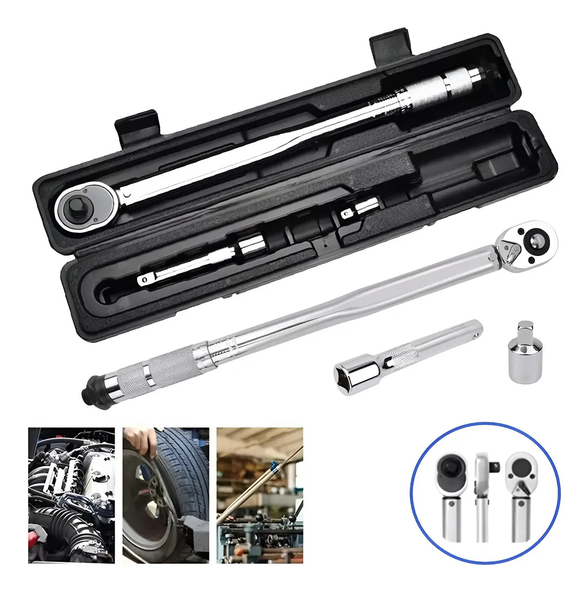 Torquímetro 1/2" 28-210Nm Haohzymk 98 Bidireccional Reversible con Estuche