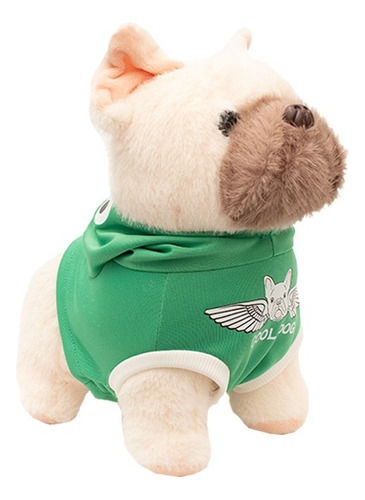 Perrito De Peluche Con Sudadera Ultra Suave Y Esponjoso 21cm Color Verde