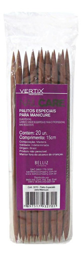 Palitos Especiais Para Manicure Vertix Nail Care C/20 Uni